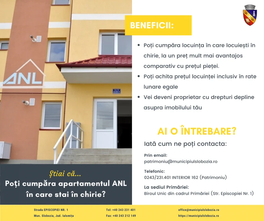Locuinţele ANL pot fi cumpărate FOTO Facebook/Municipiul Slobozia