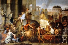 Intrarea lui Alexandru cel Mare în Babilon. Pictură de Charles Le Brun (© Muzeul Luvru / Wikimedia Commons) 
