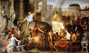 Intrarea lui Alexandru cel Mare în Babilon. Pictură de Charles Le Brun (© Muzeul Luvru / Wikimedia Commons)