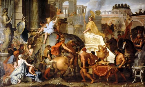 Intrarea lui Alexandru cel Mare în Babilon. Pictură de Charles Le Brun (© Muzeul Luvru / Wikimedia Commons)