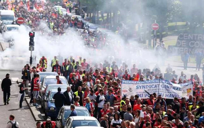 Protestatari în oraşul Le Havre FOTO AFP