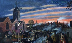 Marea Ciumă din 1665. Pictură de Rita Greer, din 2009 (© Wikimedia Commons)