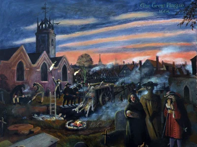 Marea Ciumă din 1665. Pictură de Rita Greer, din 2009 (© Wikimedia Commons)