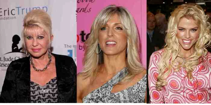 Ivana Zelníčková, Maria Maples și Anna Nicole Smith se numără printre femeile din viața lui Donald Trump