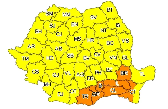 Șase județe și Capitala, sub cod portocaliu de caniculă FOTO meteoromania.ro