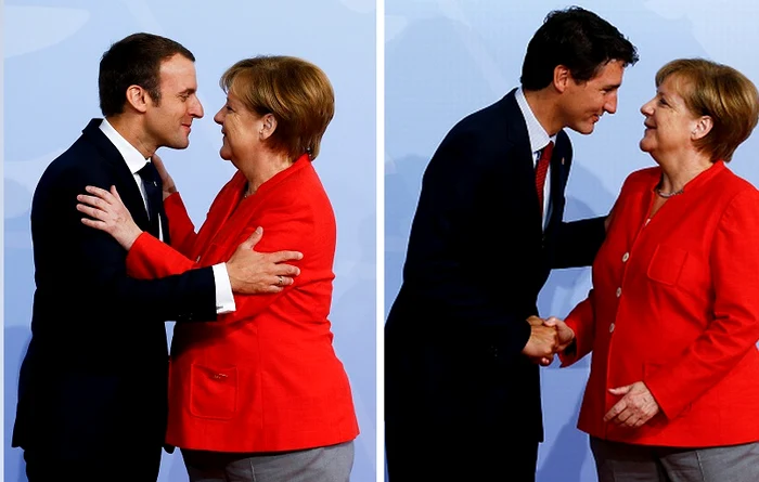 Angela Merkel, nespus de încântată să-i reîntâlnească pe Emmanuel Macron și Justin TrudeauFoto: Getty