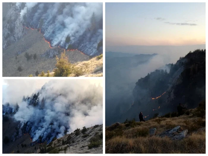 Incendiul se extinde din ce în ce mai mult. Foto: Facebook/ Punct Gastronomic Local Scarita-Belioara