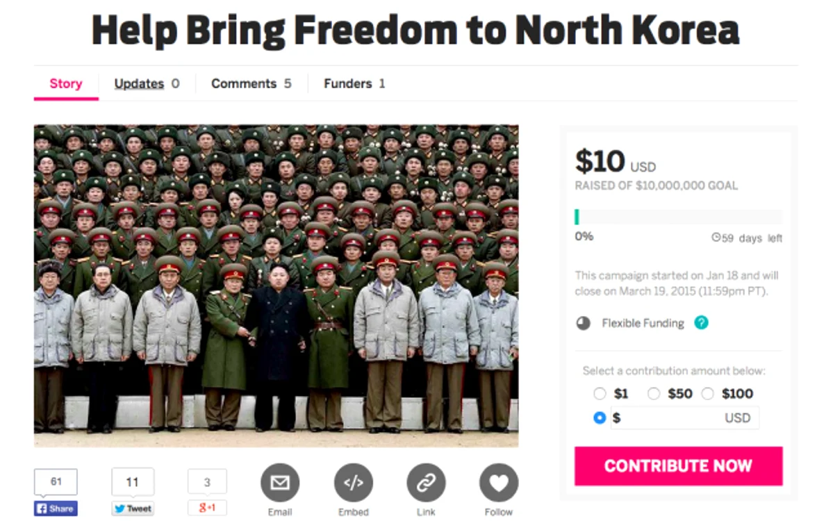 coreea de nord indiegogo