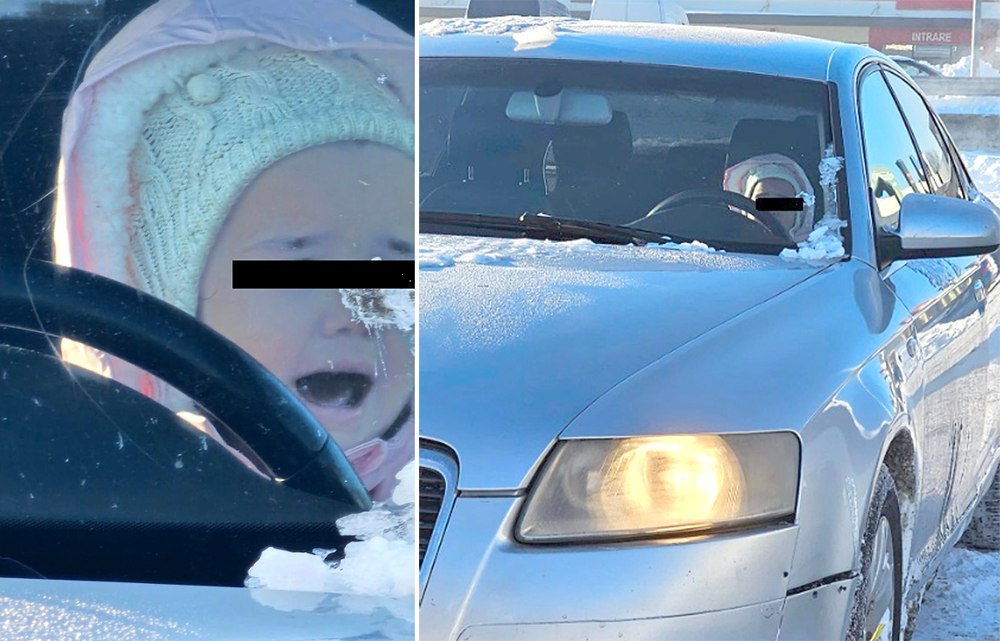 Copil de doi ani lăsat singur în mașină în Vaslui, pe ger, în timp ce mama făcea cumpărături