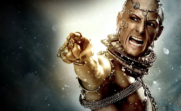
    Rodrigo Santoro, în rolul lui Xerxes din filmul „300“  