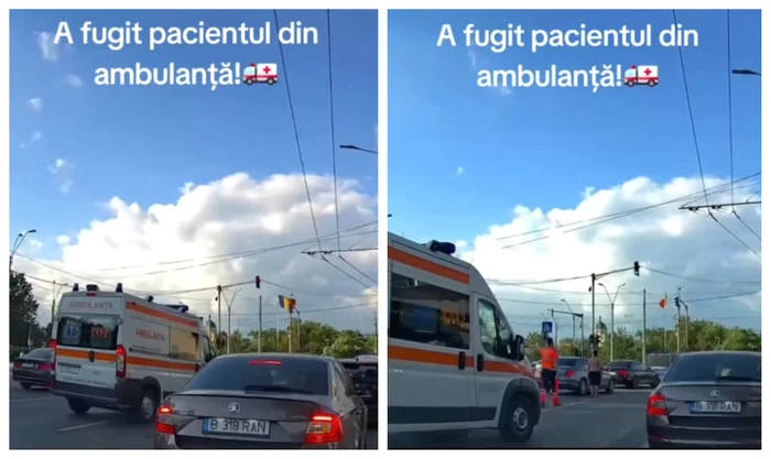 Un pacient a fugit din ambulanță în plin trafic / FOTO: Captură video