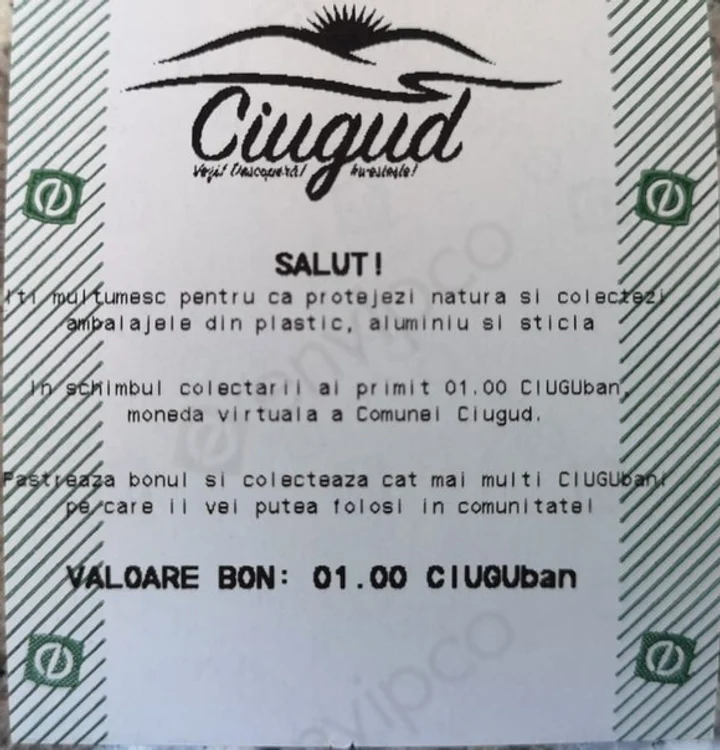 
    Așa arată dovada că ai reciclat și ai primit CIUGUbaniSursa foto: Primăria Ciugud/Facebook  