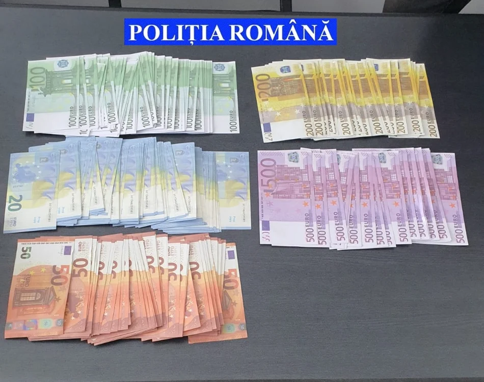 Banii falşi găsiţi la percheziţie FOTO: IPJ Vrancea