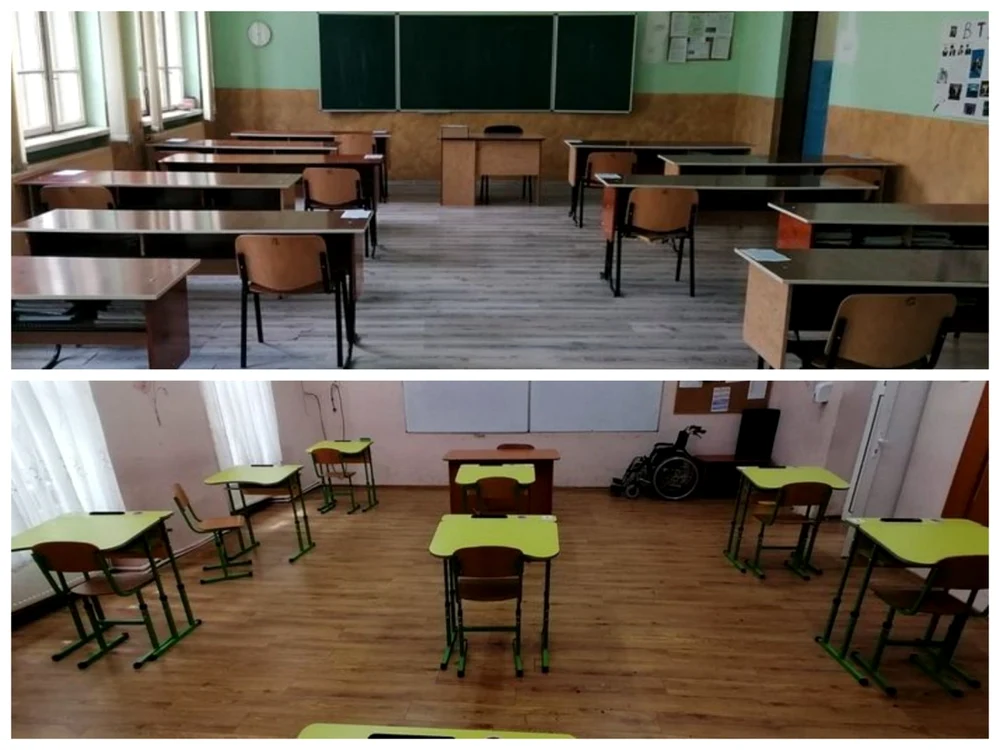 Modul de amplasare a băncilor la Colegiul ”HCC” şi Şcoala Gimnazială Avram Iancu