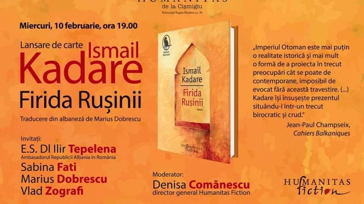 Lansare de carte: "Firida ruşinii" de Ismail Kadare jpeg