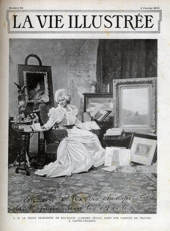 Regina Elisabeta pe coperta săptămânalului francez „La vie illustrée”, în februarie 1900