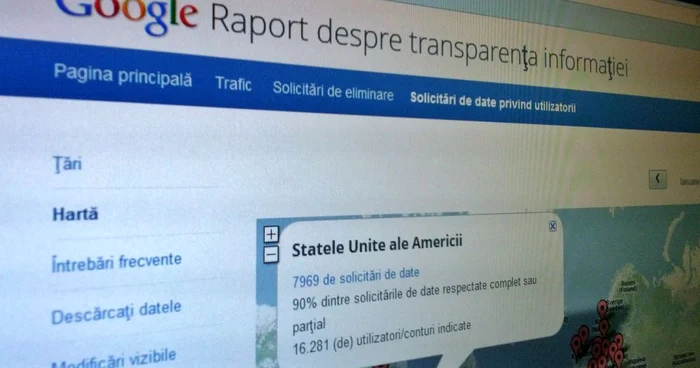 SUA este cea mai activă ţară în formularea de solicitări către Google. FOTO Răzvan Băltăreţu/Adevărul