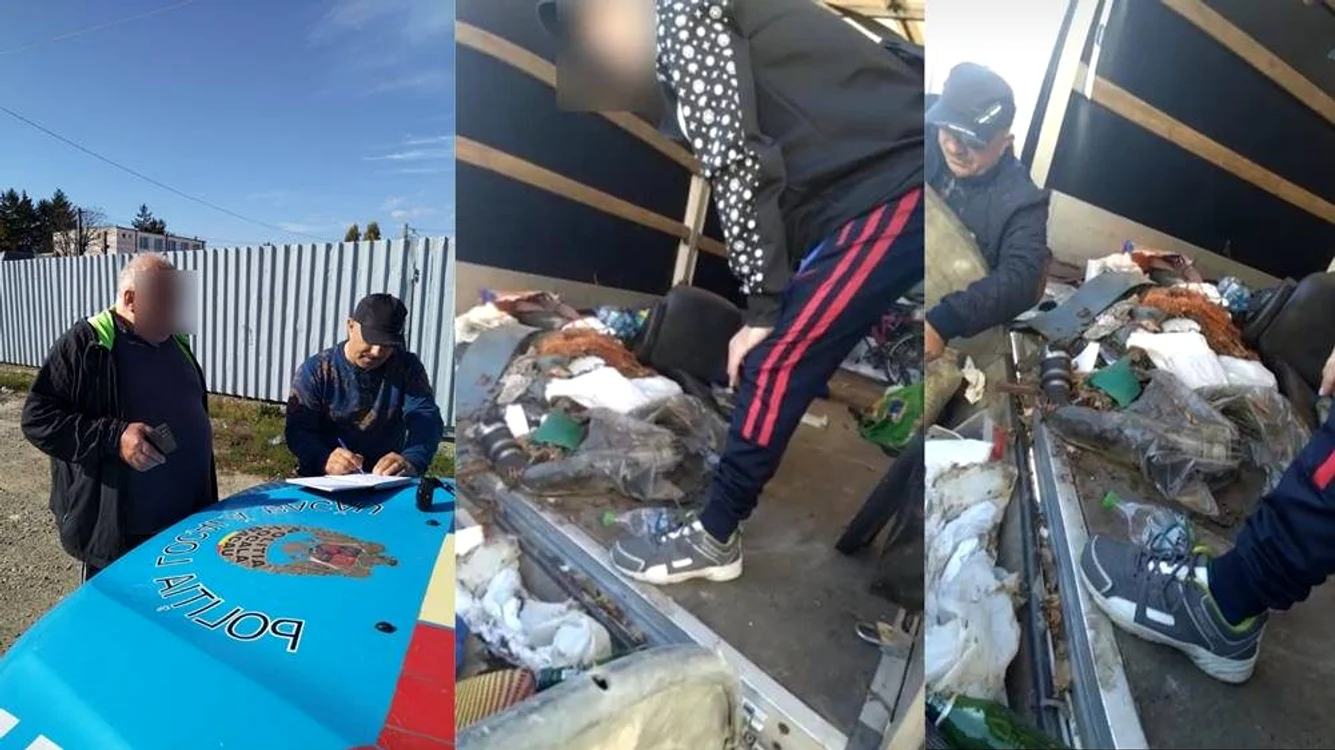 Bărbații amendați pentru depozitarea necorespunzătoare a deșeurilor FOTO Poliția Locală Bacău