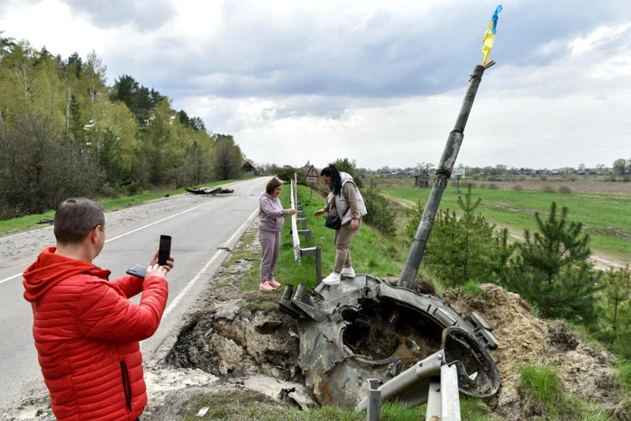 Tanc rusesc distrus Kiev poze FOTO EPA-EFE