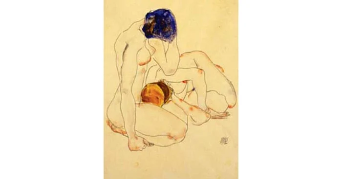 Egon Schiele, „Două prietene“,  peniţă şi acuarelă,  1,65 milioane dolari în 2012