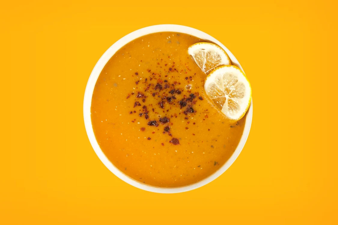 36977128   lentil cream soup with lemon slices jpeg