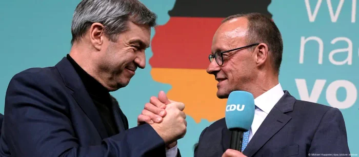 Câștigătorii scrutinului federal: șefii CSU și CDU, Söder și Merz, sărbătoresc victoria