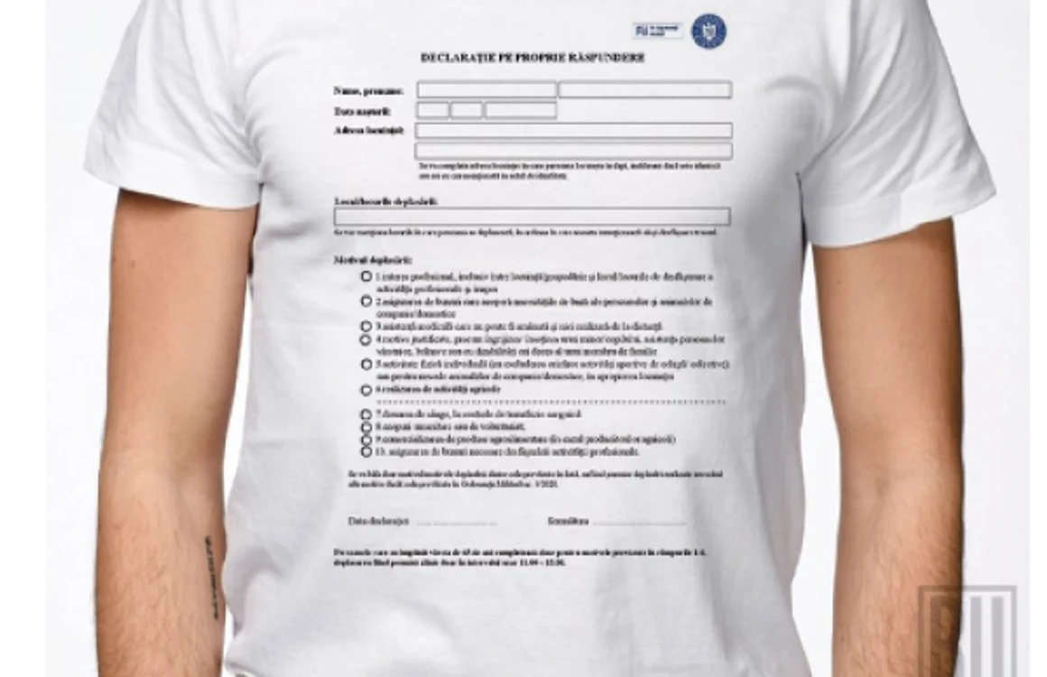 Au apărut tricouri inscripţionate cu declaraţia pe propria răspundere adoptată în ordonanţa militară 4 FOTO ruvix.ro
