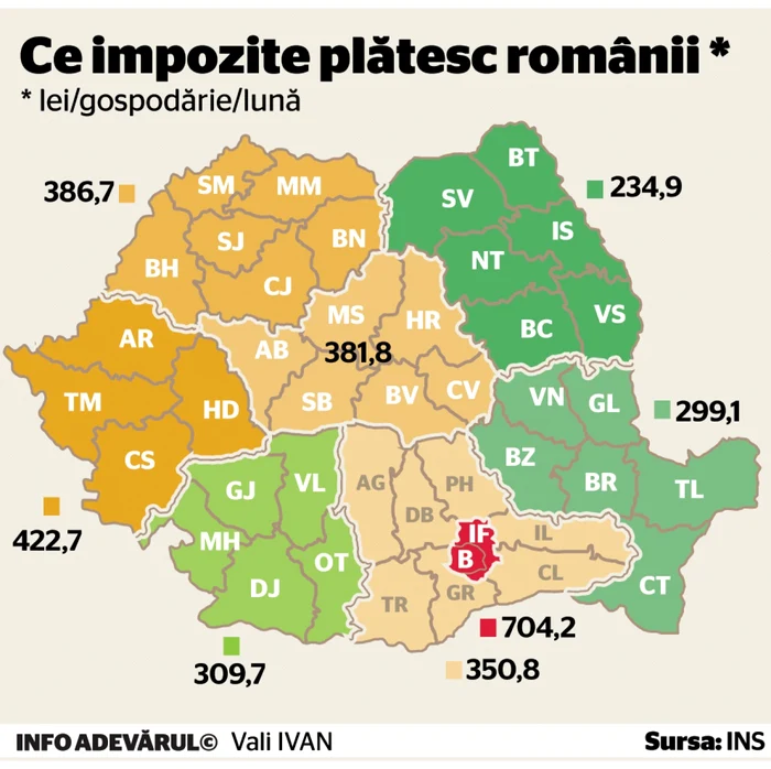 INFOGRAFIE harta impozitelor pe regiuni