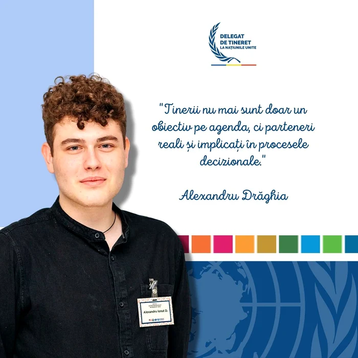 Alexandru Drăghia îi reprezintă pe tinerii din România la ONU FOTO: Facebook