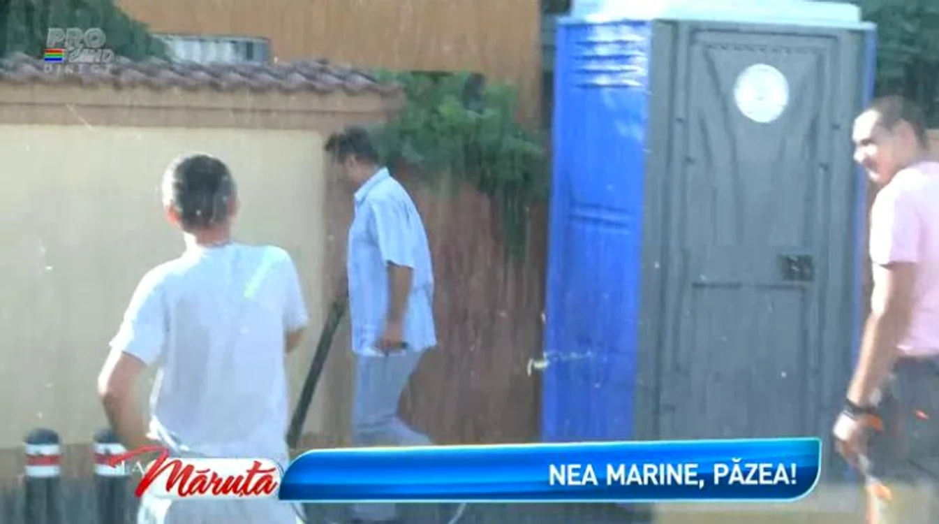 Nea Marin a luat un par să îi altoiască pe muncitori (captură: PRO TV)