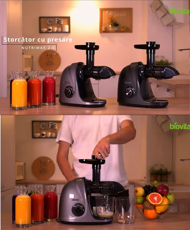 Biovita Nutrimax storcător cu presare la rece accesibil pentru sucuri naturale delicioase Foto eMAG