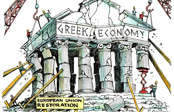 Caricatură despre economia Greciei. Sursa: www.occupy.com