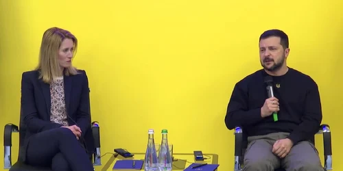 Kaja Kallas și Volodimir Zelenski Foto Captură video Facebook Volodimir Zelenski jpg