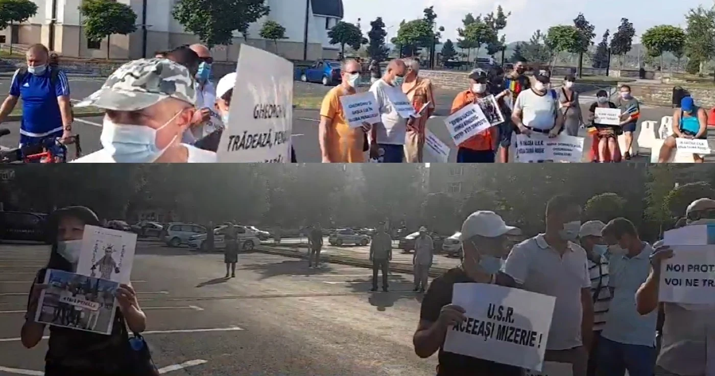 Protest anti-USR la Râmnicu Vâlcea Foto colaj Adevărul