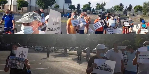 Protest anti-USR la Râmnicu Vâlcea Foto colaj Adevărul