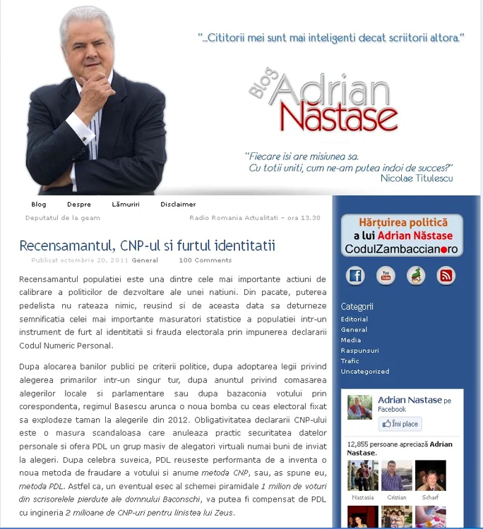 Ce spunea Adrian Năstase despre recensământ