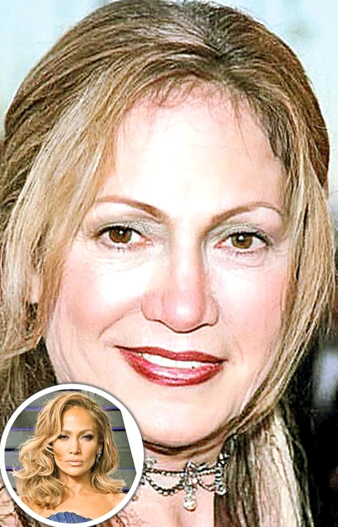 Pielea feţei căzută, pungi sub ochi şi guşă, într-un cuvânt. Jennifer Lopez la 50 de ani...... dar de fapt arată aşa