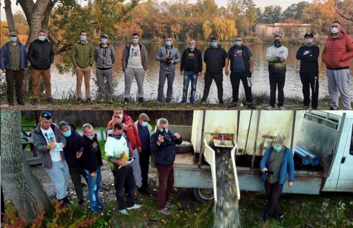 Repopulare cu peşte a Lacului Ostroveni - Căcăcioasa din Râmnicu Vâlcea de către pescari - iniţiativă civică Foto colaj