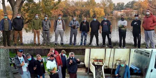 Repopulare cu peşte a Lacului Ostroveni - Căcăcioasa din Râmnicu Vâlcea de către pescari - iniţiativă civică Foto colaj