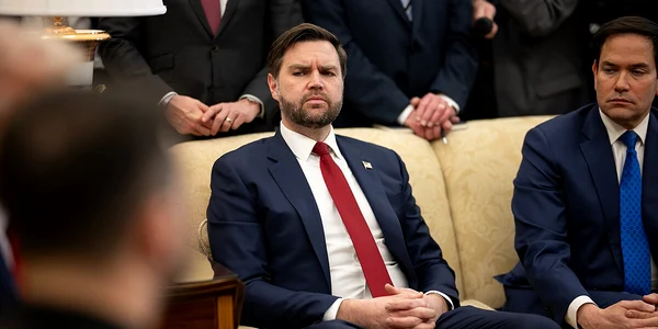 Donald Trump and Volodymyr Zelenskyy of Ukraine with JD Vance and Marco Rubio on Friday, 28 February 2025 at the White House, USA jpg