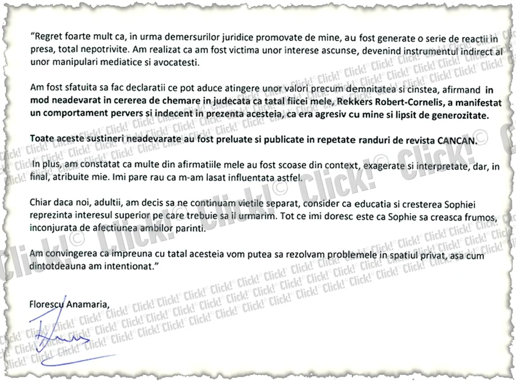 Anamaria: «Afirmaţiile  au fost neadevărate»