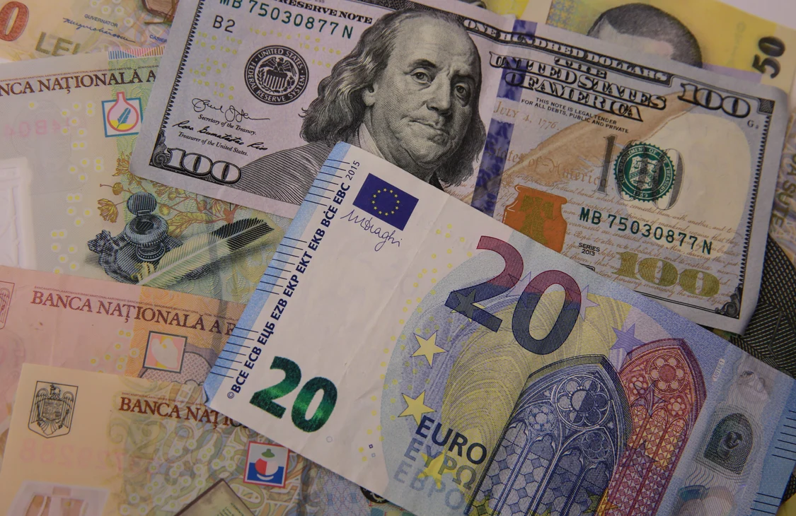 Foto bancnote euro și dolari