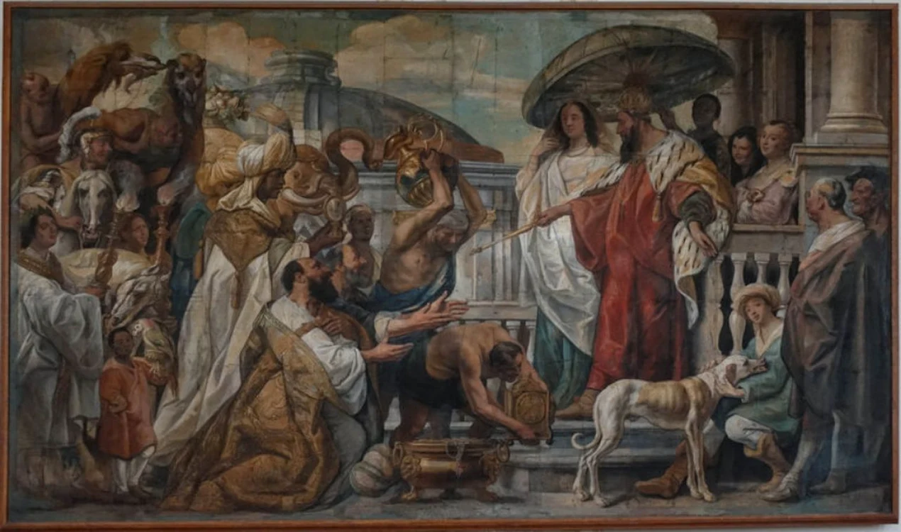 Cadouri diplomatice ale lui Harun al-Rashid pentru Carol cel Mare, pictură de Jacob Jordaens 