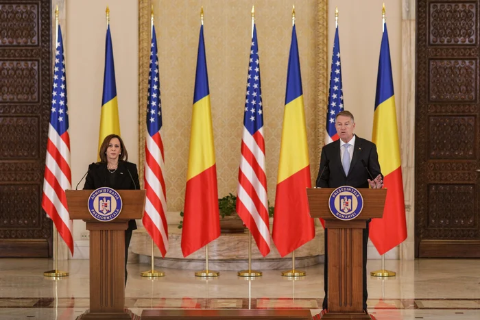 Kamala Harris și Klaus Iohannis au susținut o conferință de presă comună Foto: Inquam/Octav Ganea