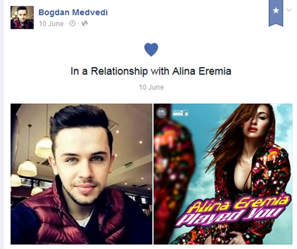 Alina Eremia isi oficializase relatia cu Bogdan pe Facebook