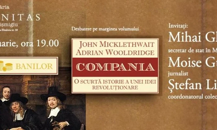 Moise Guran, Mihai Ghyka și Ștefan Liiceanu invitați la dezbaterea pe marginea volumului Compania  Scurtă istorie a unei idei revoluționare jpeg