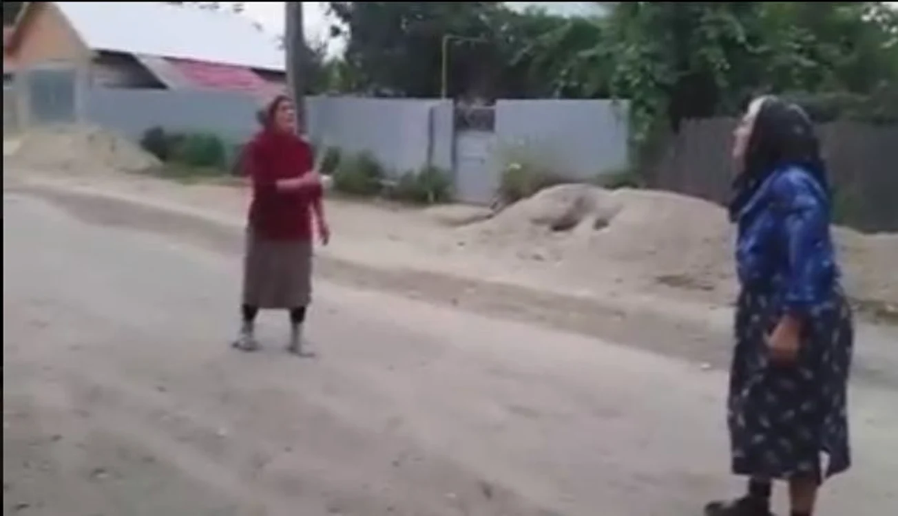 
    După un scurt schimb de replici, bâta din mâna femeii din stânga a zburat în capul interlocutoareiFoto Facebook  