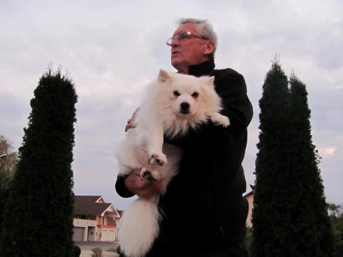 Emerich Dembroschi şi Athos la plimbare FOTO Ştefan Both