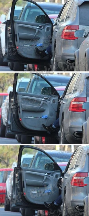 Luminiţa Anghel deschide uşa maşinii cu piciorul. (Foto: Click!)