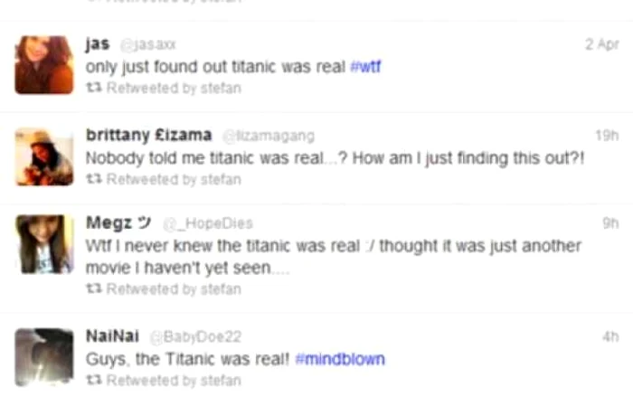 Pe Twitter, oamenii au aflat că Titanicul a existat